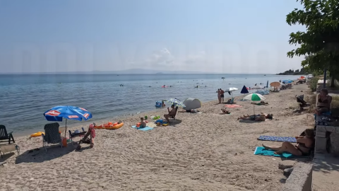 Polychrono město a pláž, Chalkidiki, Řecko